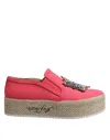 Twinset Canvas Crystal Embellished Slip On Women's Shoes