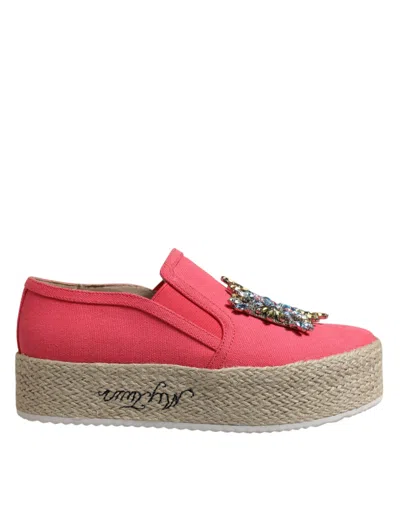 Twinset Canvas Crystal Embellished Slip On Women's Shoes
