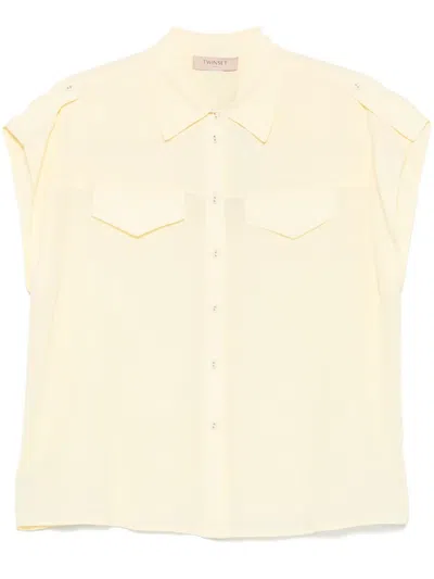Twinset Cap-sleeved Shirt In Beige