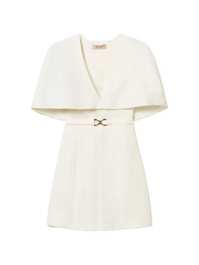 Twinset Cape Belted Mini Dress In White