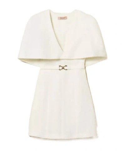 Twinset Twin Set Dress With Cape In Neutral
