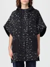 Twinset Textured Cape-style Coat With Hood In Black