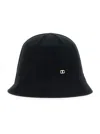 Twinset Black Solid Logo Bucket Hat In Black