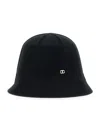Twinset Black Solid Logo Bucket Hat In Black