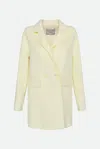 Twinset Feather-trim Wool-blend Double-breasted Coat In Yellow