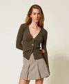 Twinset Cardigan Ajusté Côtelé In Green