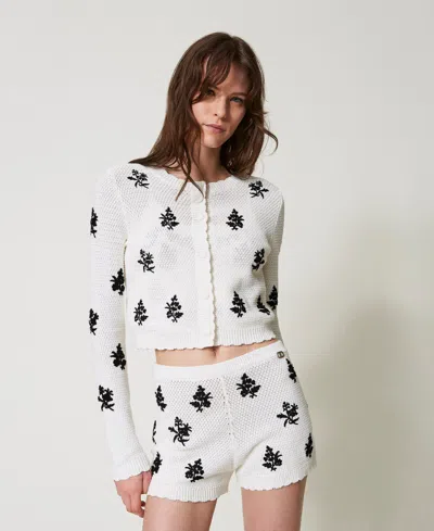 Twinset Cardigan Avec Broderies Florales In Multi