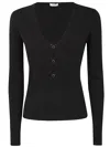 Twinset Cut-out Embellished Ribbed Top In Black
