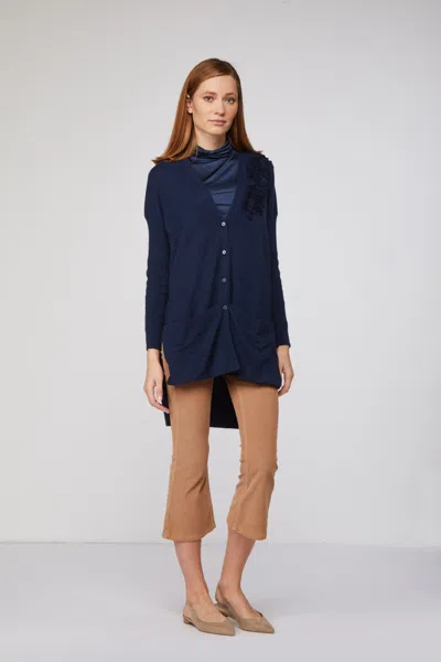Twinset Cardigan Blu Asimmetrico