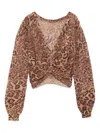 Twinset Cropped Sweater With Twisted Front In Brown