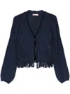 Twinset Cardigan With Fringes Midnight Blue In Blue