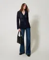 Twinset Twin-set Blue Perforated Cardigan In Black