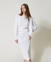 Twinset Cardigan En Maille Avec Losanges In White