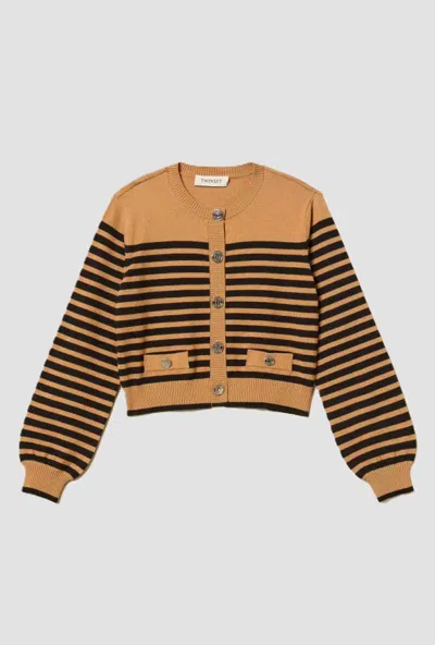 Twinset Kids' Cardigan Knitted Brown-black