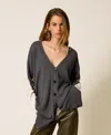 Twinset Cardigan Long En Laine Mélangée In Gray