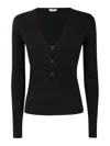 Twinset Cut-out Embellished Ribbed Top In Negro