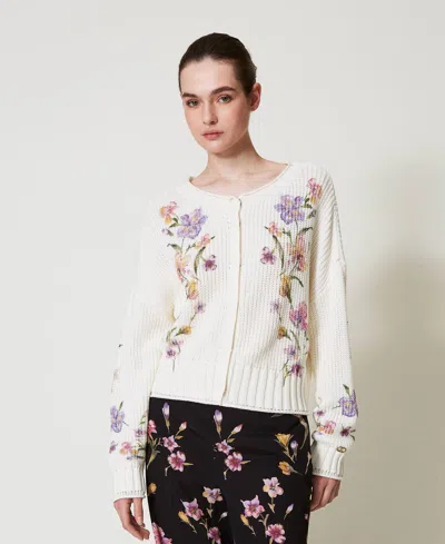 Twinset Cardigan-pull Avec Imprimé Floral In Multi