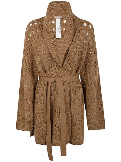 Twinset Sequin Cardi-coat In Brown