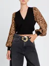 Twinset Leopard-print Sleeve Cardigan In Multi