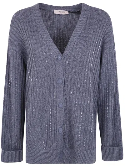 Twinset Cardigan V Neck In Gray