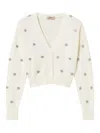 Twinset White Cropped Cardigan In White