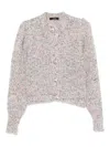 Twinset Twin-set Textured Knit Cropped Sweater With Decorative Buttons In Gray