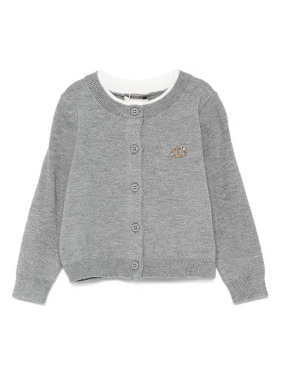 Twinset Kids' Cardigan With Buttons And Logo  In Gray