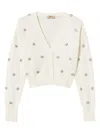 Twinset White Cropped Cardigan In White