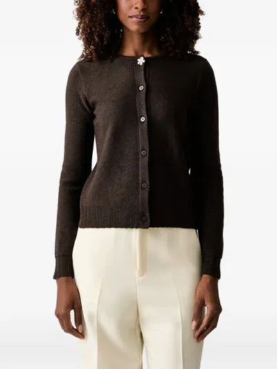 Twinset Cardigan With Enamelled Button In Brown