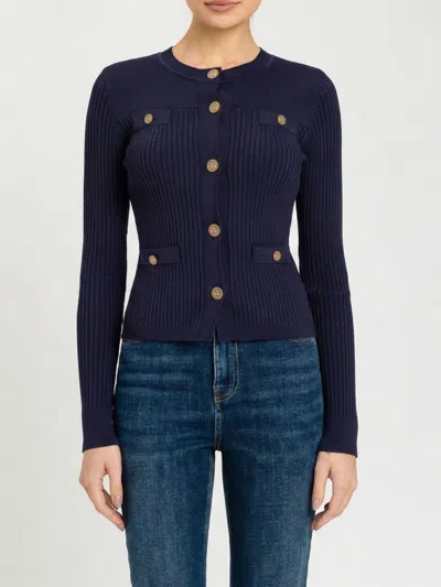 Twinset Button-down Long-sleeved Knitwear In Blue