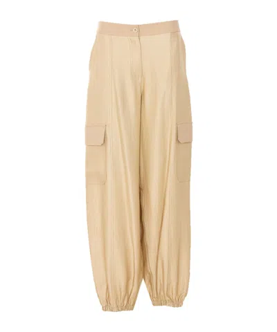 Twinset Elastic Leg Casual Pants In Brown