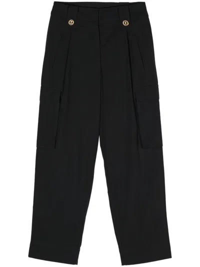 Twinset High-waisted Cargo Trousers In Black  