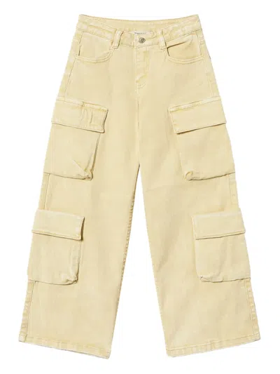 Twinset Kids' Cargo Trousers In Yellow