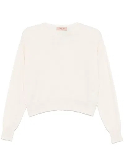 Twinset Cashmere Crew-neck Sweater In White