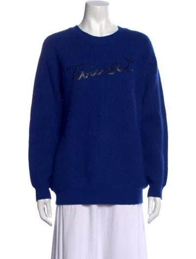 Pre-owned Twinset Cashmere Graphic Print Sweater In Blue