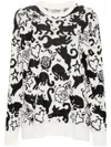 Twinset Cats-jacquard Sweater In Black