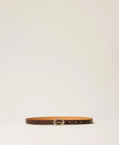Twinset Animal Print Belt With Buckle In Black