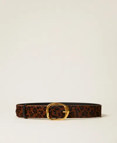Twinset Ceinture En Cuir Animalier In Brown