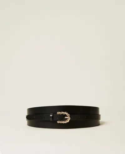 TWINSET CEINTURE EN CUIR AVEC BOUCLE TORSADÉE