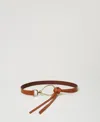 Twinset Ceinture En Cuir Avec Logo In Brown