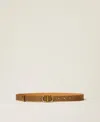 Twinset Ceinture En Cuir Avec Oval T Strassé In Brown