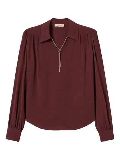 TWINSET CHAIN-EMBELLISHED GATHERED BLOUSE
