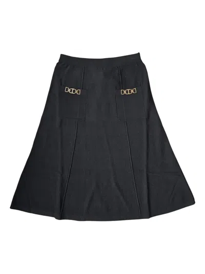 Twinset Kids' Chain-embellished Pocket Midi Skirt In Black
