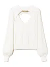 Twinset Chain-embellished Ribbed Blouse In White