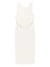 Twinset Chain-embellished Sleeveless Midi Dress In White