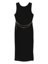 Twinset Chain-embellished Sleeveless Midi Dress In Black