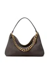 Twinset Chain-embellished Suede Shoulder Bag In Brown