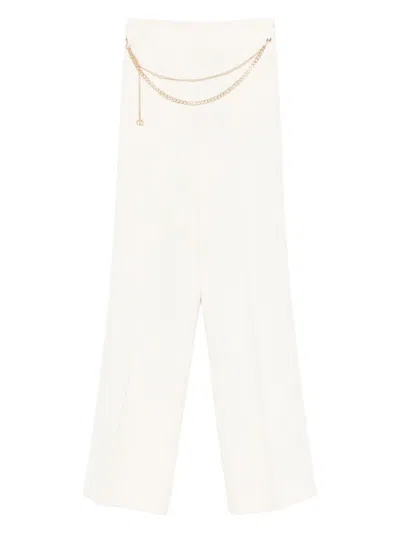 Twinset Chain-embellished Trousers In Neutral