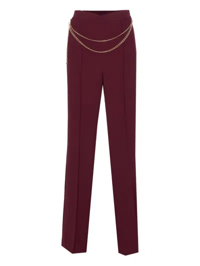Twinset Chain-embellished Trousers In Red