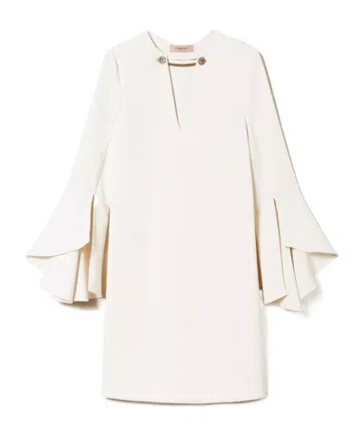 Twinset Chain-link Crepe Mini Dress In White